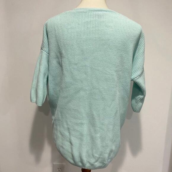 Express Light Blue V Neck Knit Sweater Size Medium - Picture 8 of 8